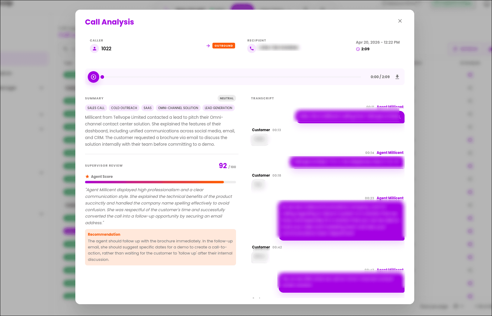 Telvoip customer engagement workspace