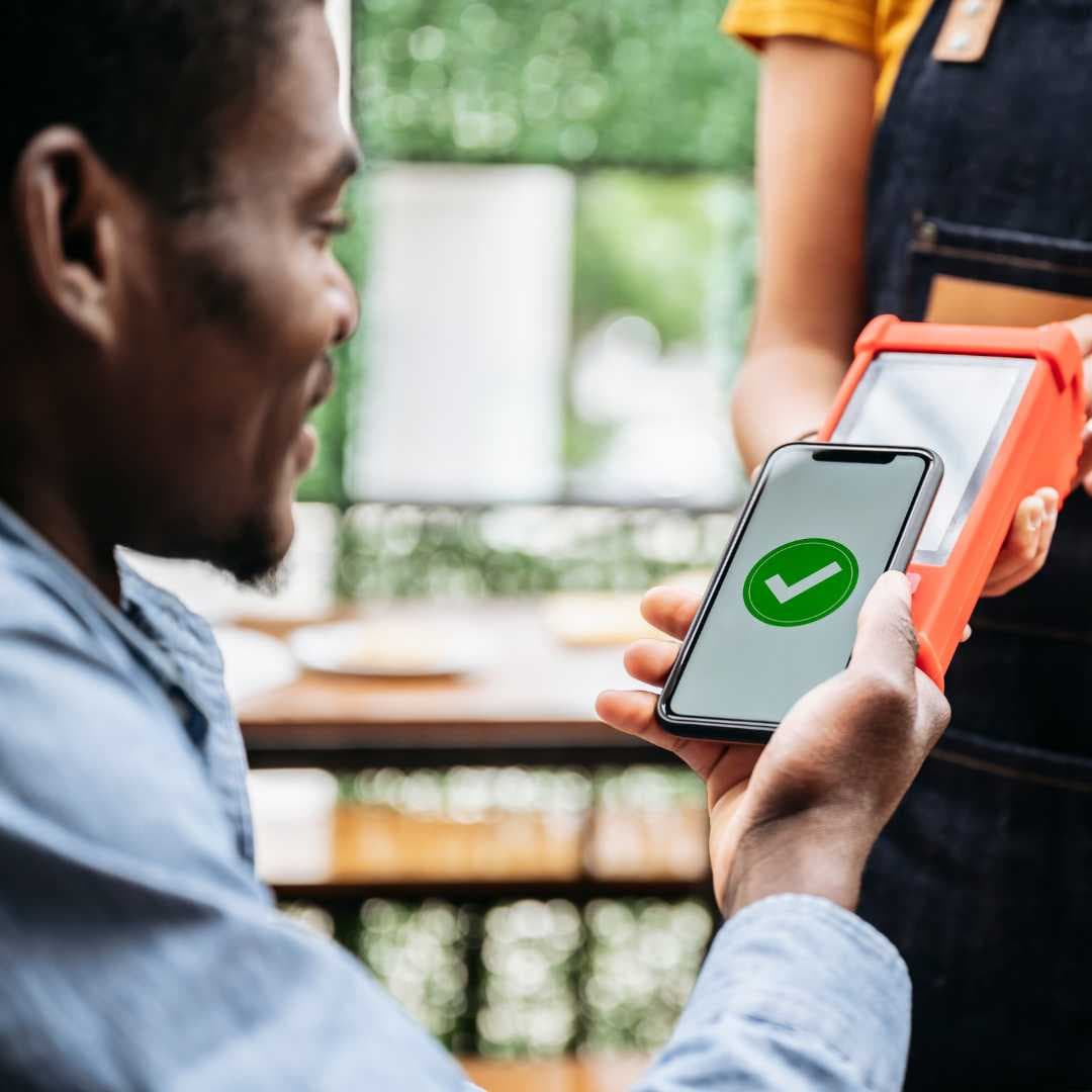 Mobile payment flow for a small business customer.
