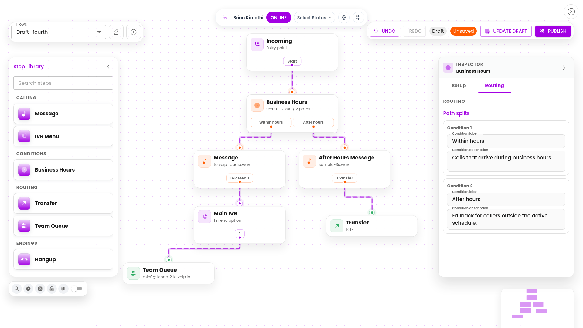 Call flow routing illustration